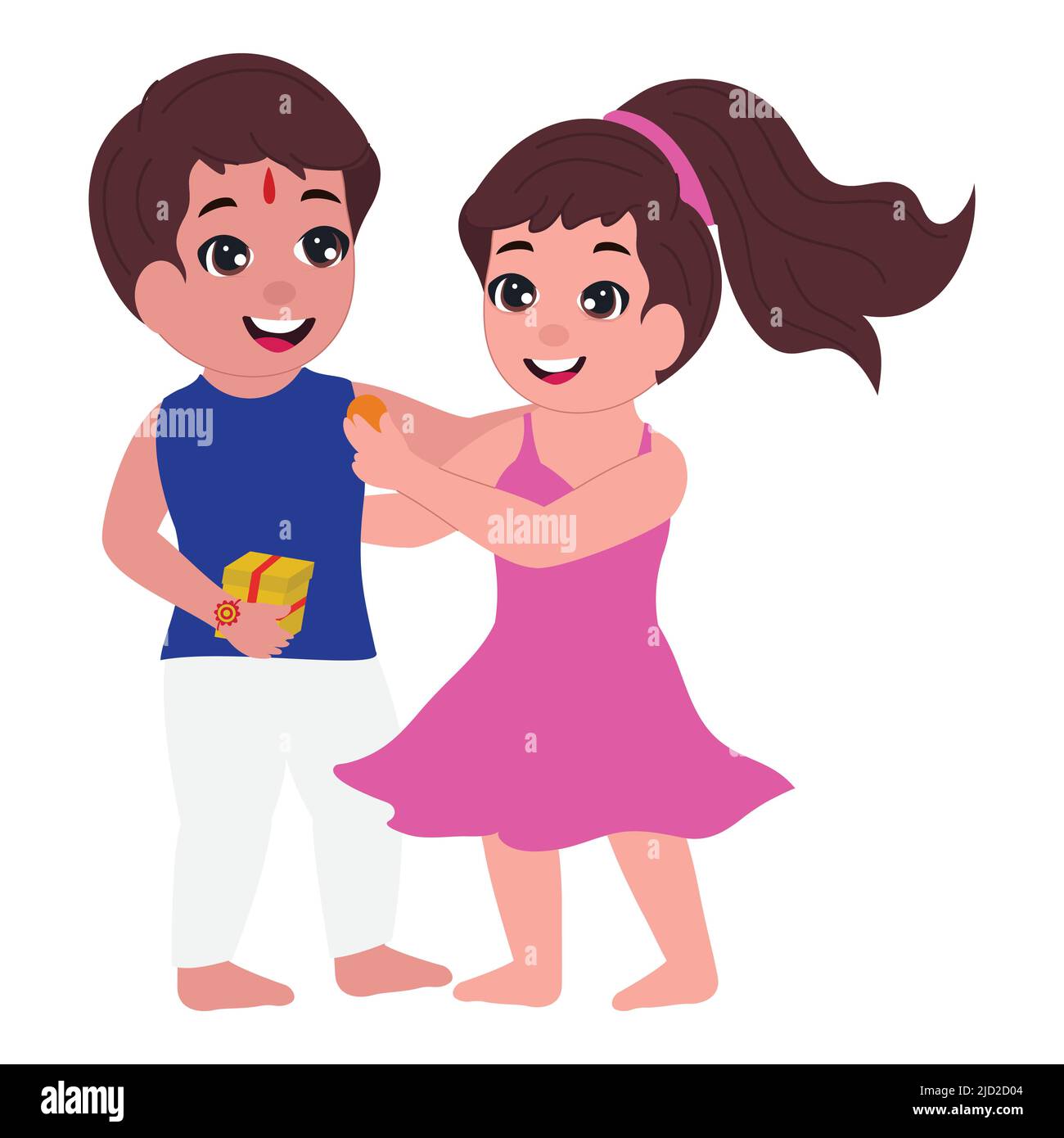 Cute Sister And Brother Celebrating Festival Of Raksha Bandhan On White  Background Stock Vector Image & Art - Alamy