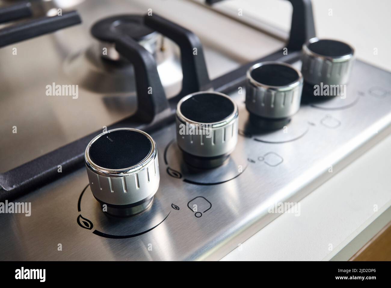 Hob cooker oven grill stainless steel control knobs selective focus