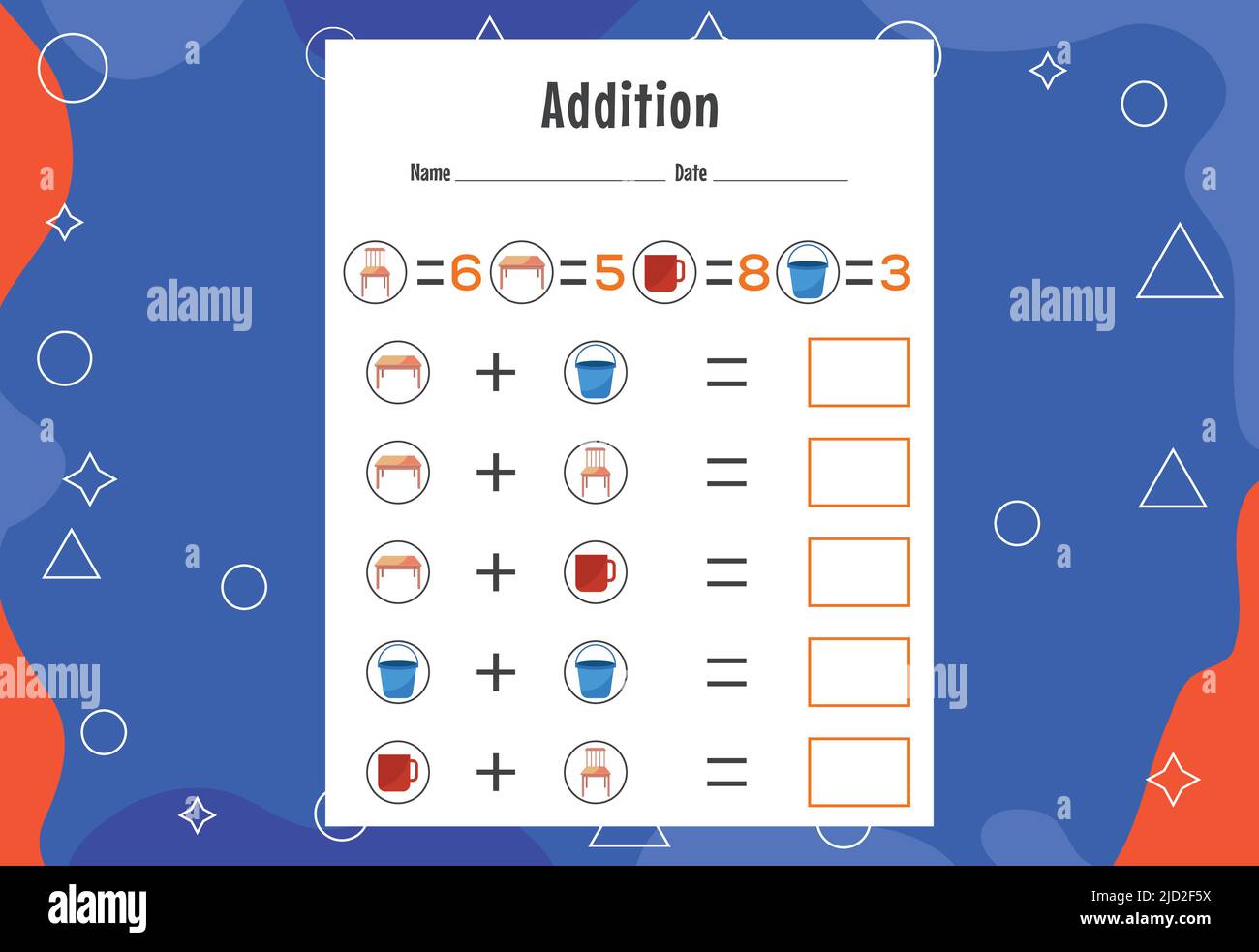Addition with different elements for kids. An educational page for kids ...