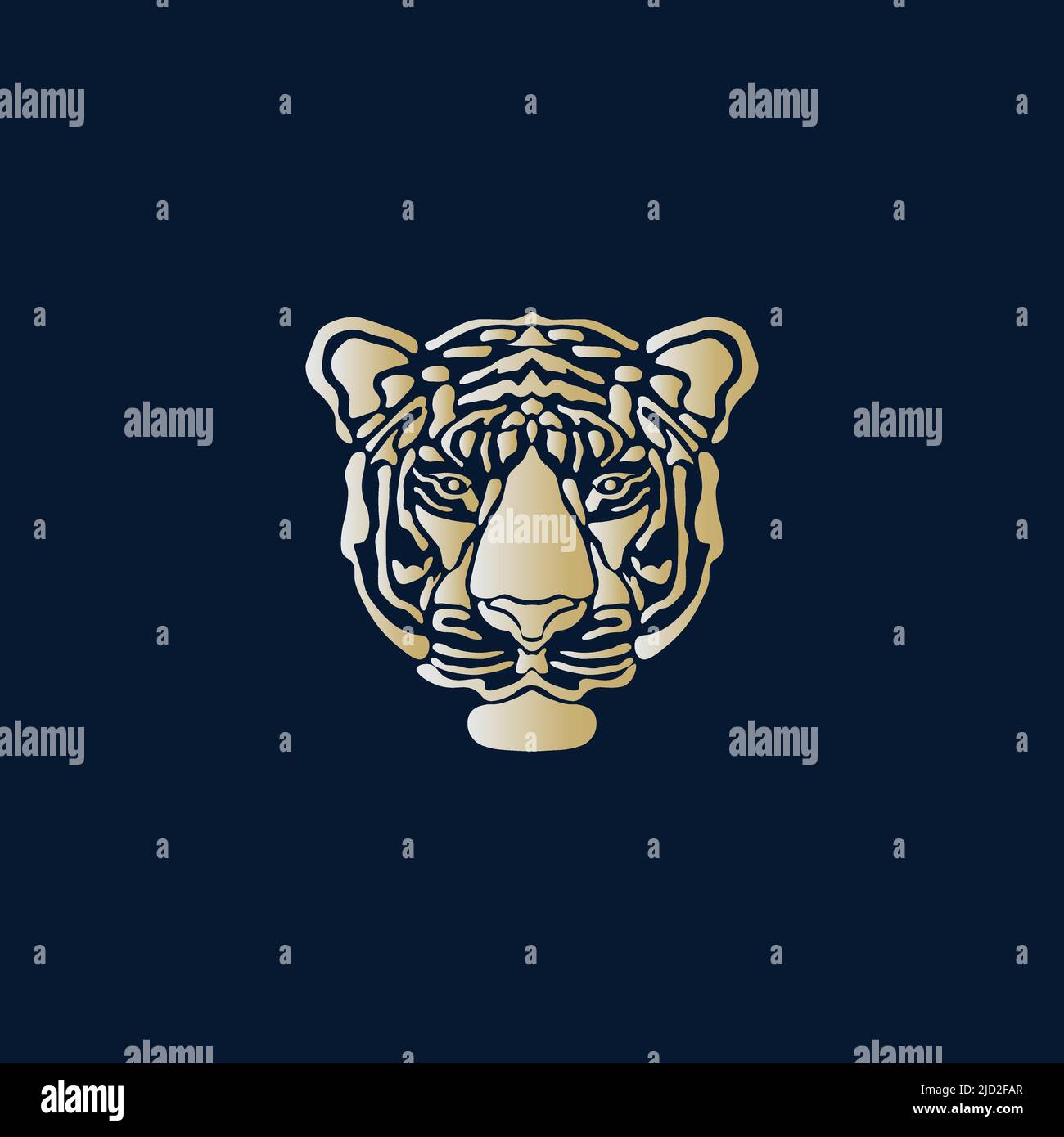 Tiger Head artwork golden vector image isolated on  background Stock Vector