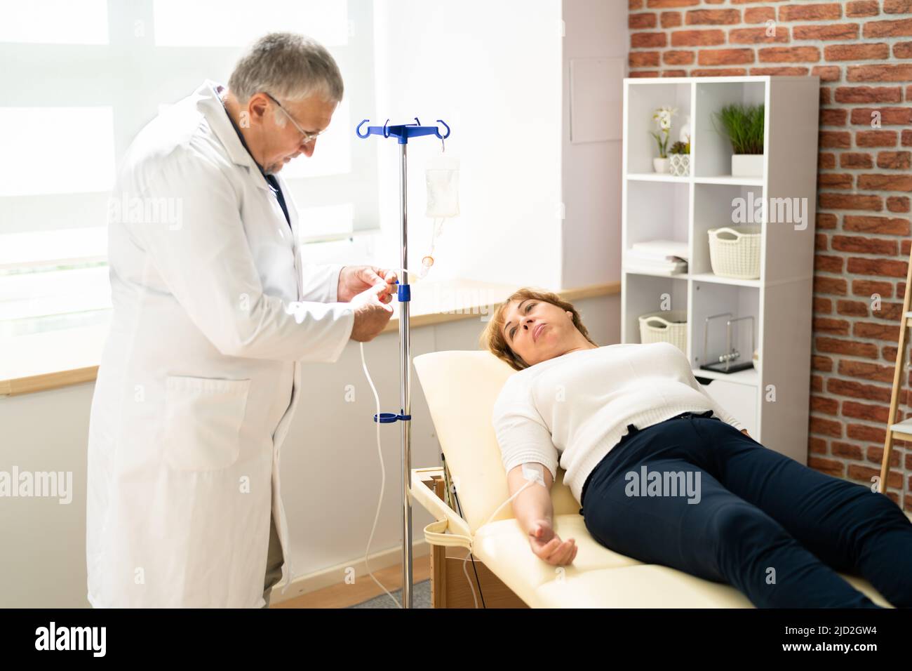 Vitamin Therapy IV Drip Infusion In Women Blood Stock Photo Alamy