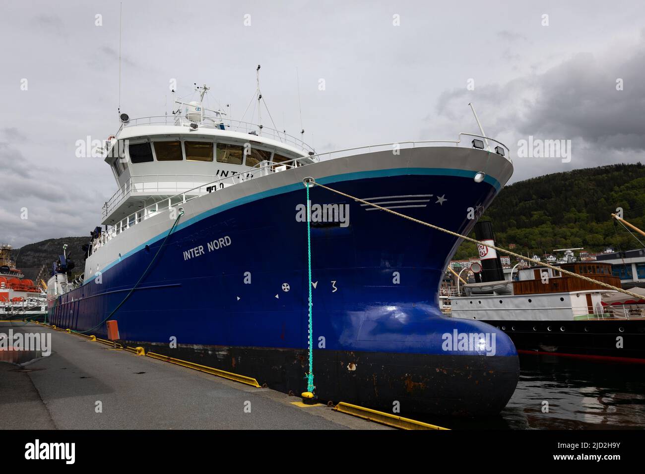 Fish carrier / wellboat Inter Nord in the port of Bergen, Norway Stock ...