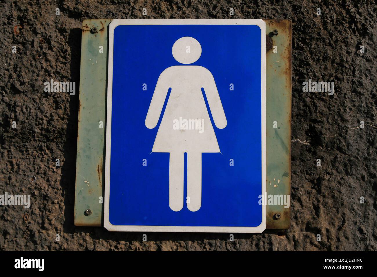 Close-up of Toilet sign in front of lady's toilet, Voortrekker Monument Museum, Pretoria/Tshwane, Gauteng, South Africa. Stock Photo