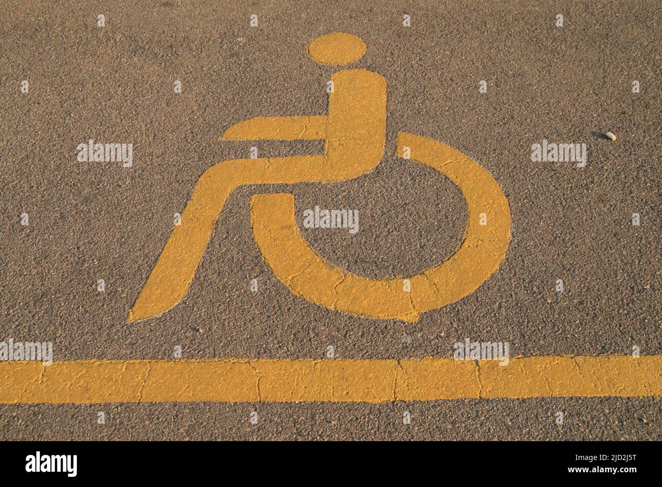 Parking reserved for disabled icon on parking lot floor, Pretoria/Tshwane, Gauteng, South Africa. Stock Photo