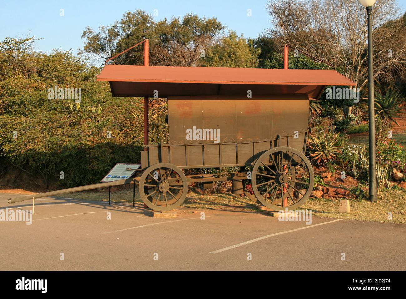 Old ox wagon on display at the Voortrekker Monument Museum, Pretoria/Tshwane, Gauteng, South Africa. Stock Photo