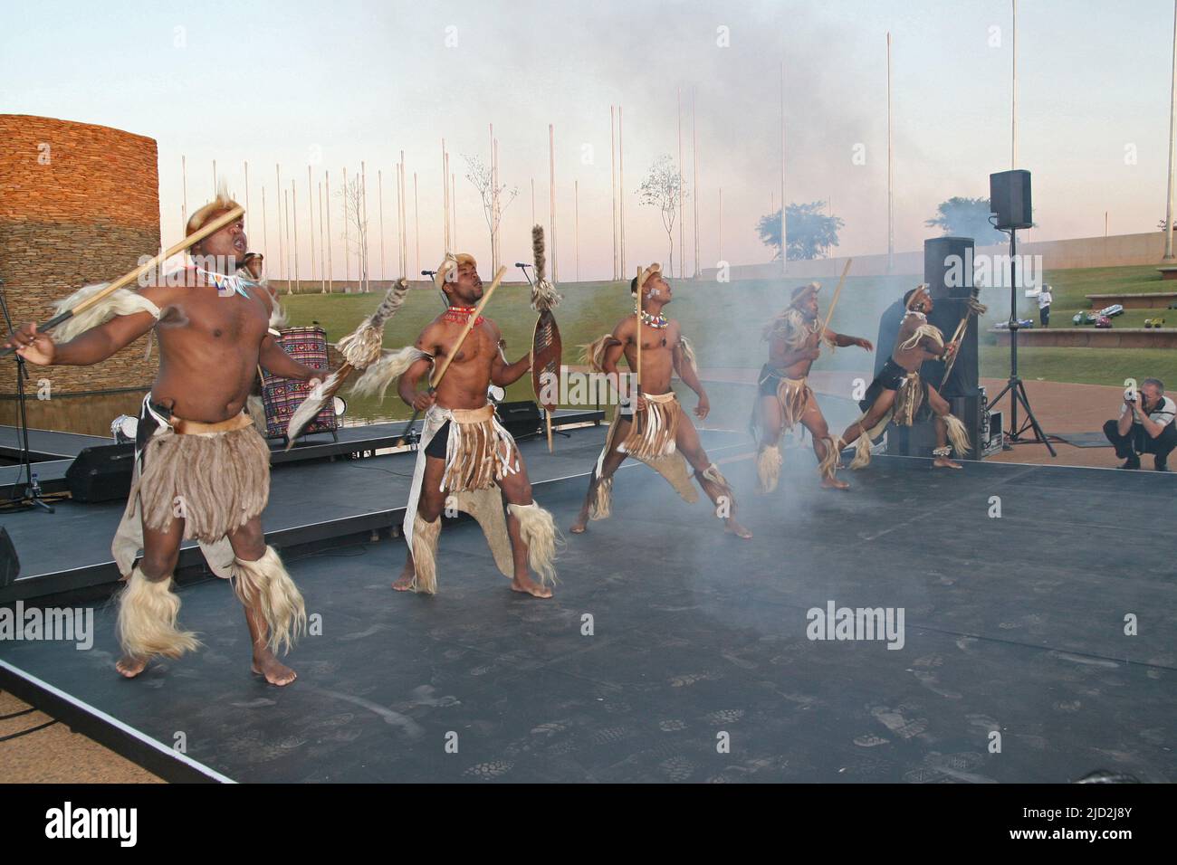 Zulu dancers at the Humanity's Team Conference at Freedom Park, Pretoria/Tshwane, Gauteng, South Africa. Stock Photo