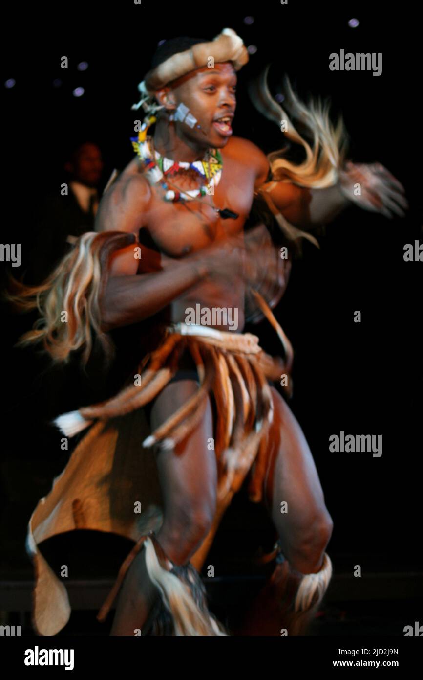 Zulu dancer at the Humanity's Team Conference at Freedom Park, Pretoria/Tshwane, Gauteng, South Africa. Stock Photo
