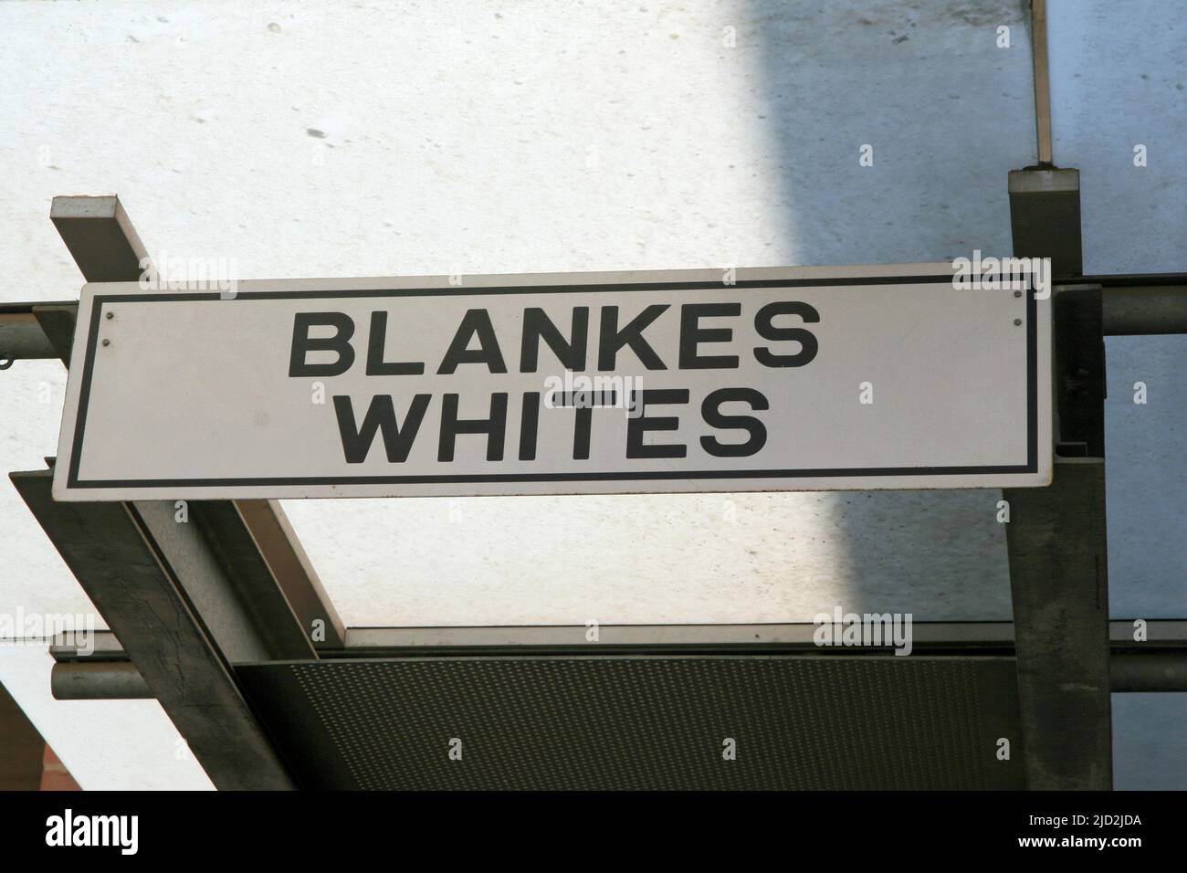 Racial classification overhead sign at front entrance gate, Apartheid Museum, Johannesburg, Gauteng, South Africa. Stock Photo