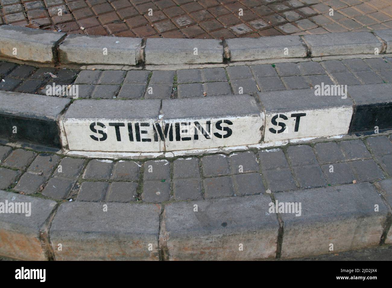 Painted steps on Stiemens Street, Braamfontein, Johannesburg, Gauteng, South Africa. Stock Photo