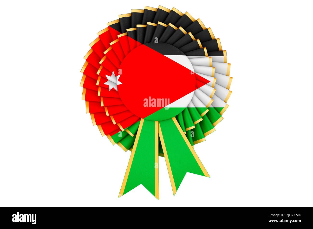 Jordan Flag Ribbon Jordanian flag painted on the award ribbon rosette. 3D rendering ...