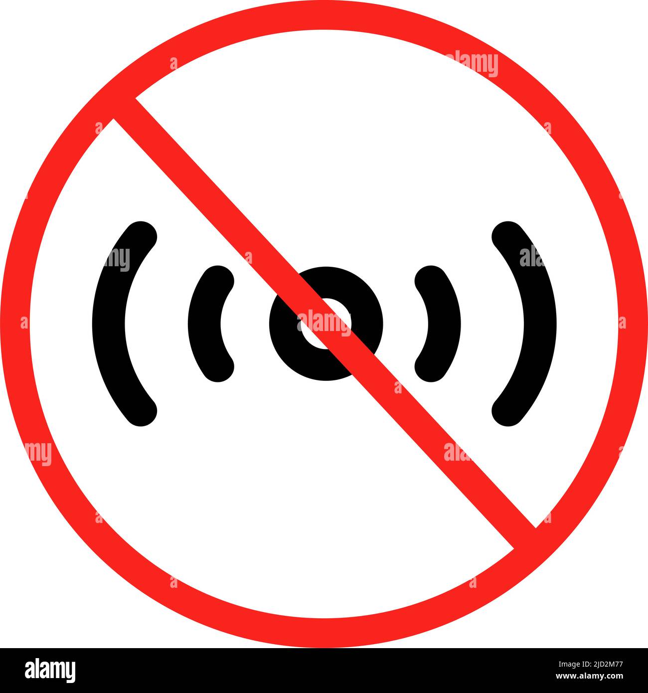 Signs of radio waves and bans. Radio waves are not available. Editable vector. Stock Vector