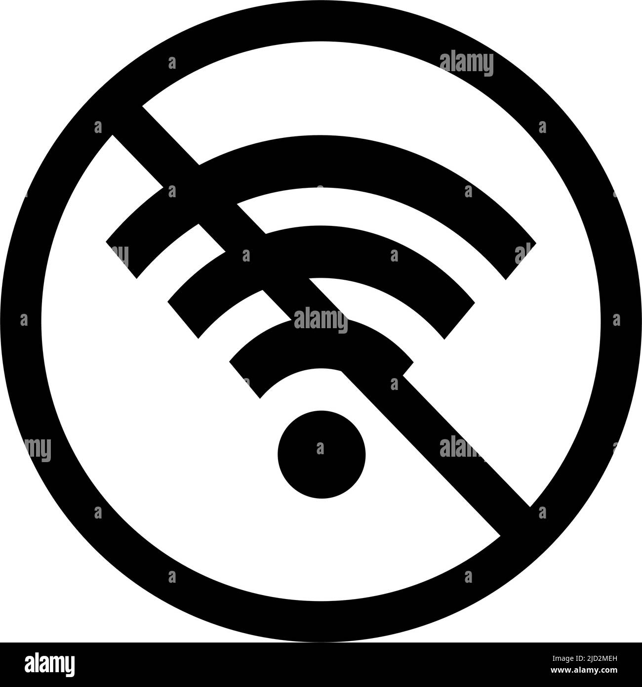 Silhouette icon of Wi-Fi prohibition. Editable vector. Stock Vector