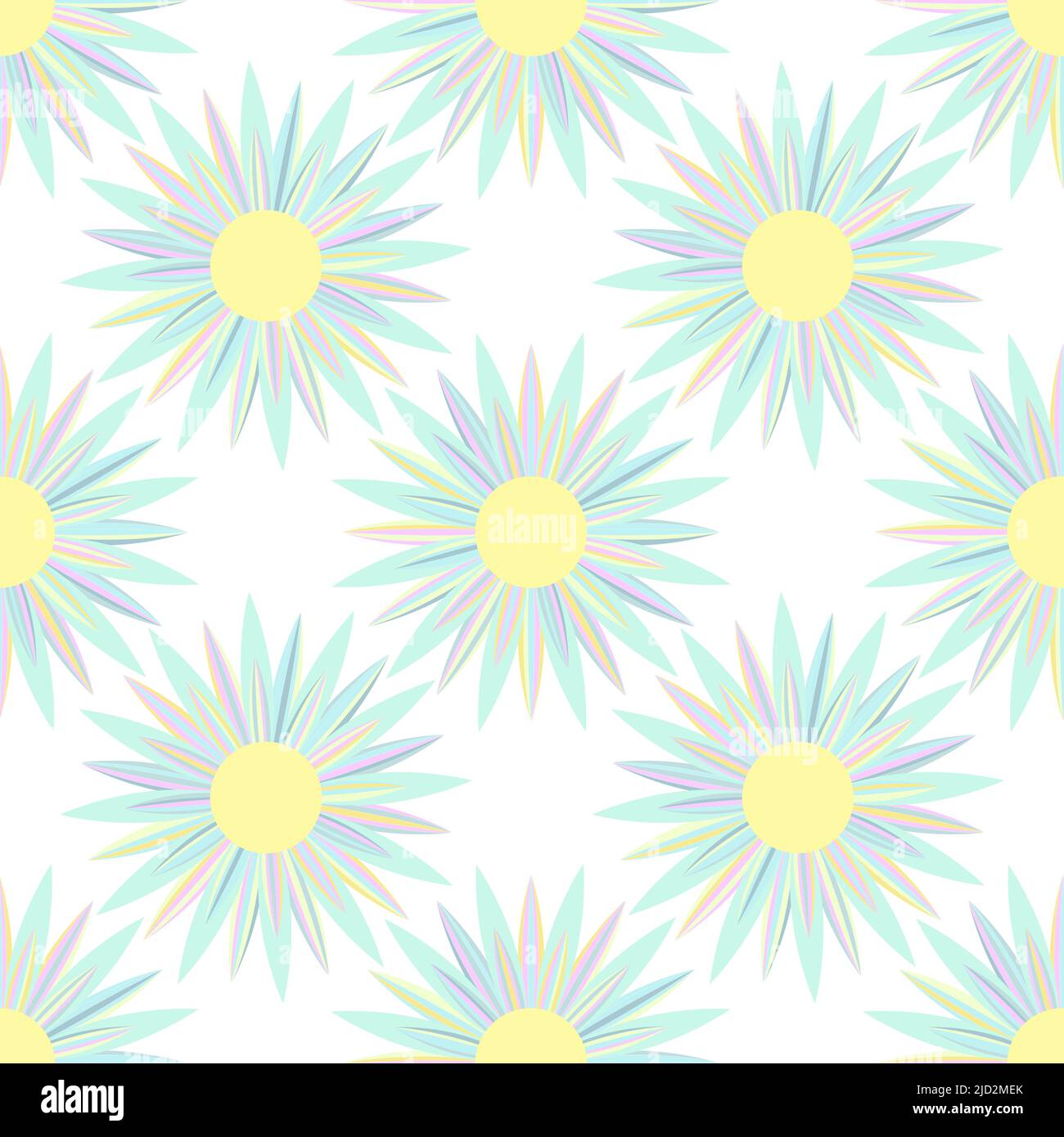 Seamless blue chamomile pattern, pastel colors, universal background backdrop cover packaging textiles wrapper. Vector illustration Stock Vector