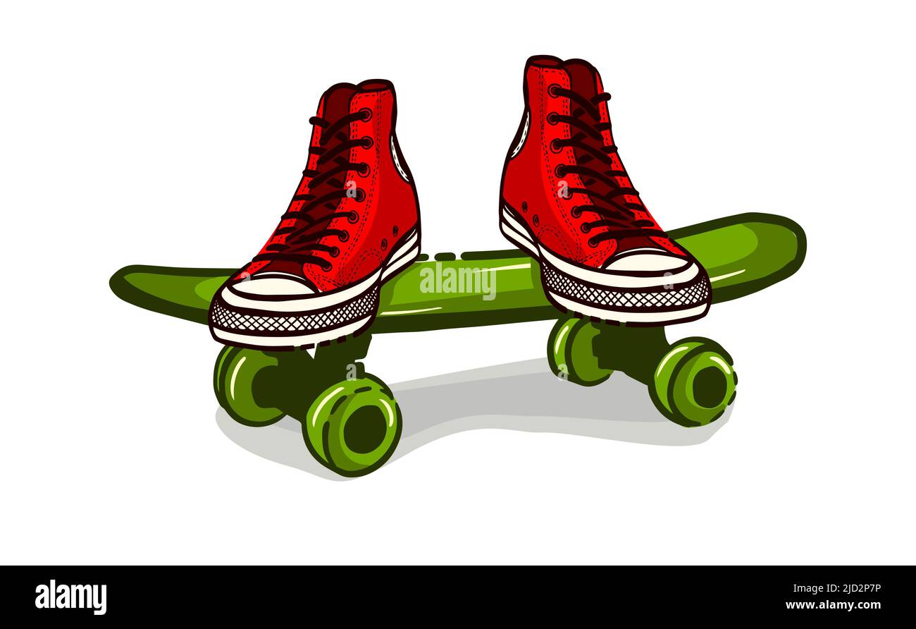 The object of sneakers on a skateboard. Vector illustration Stock ...