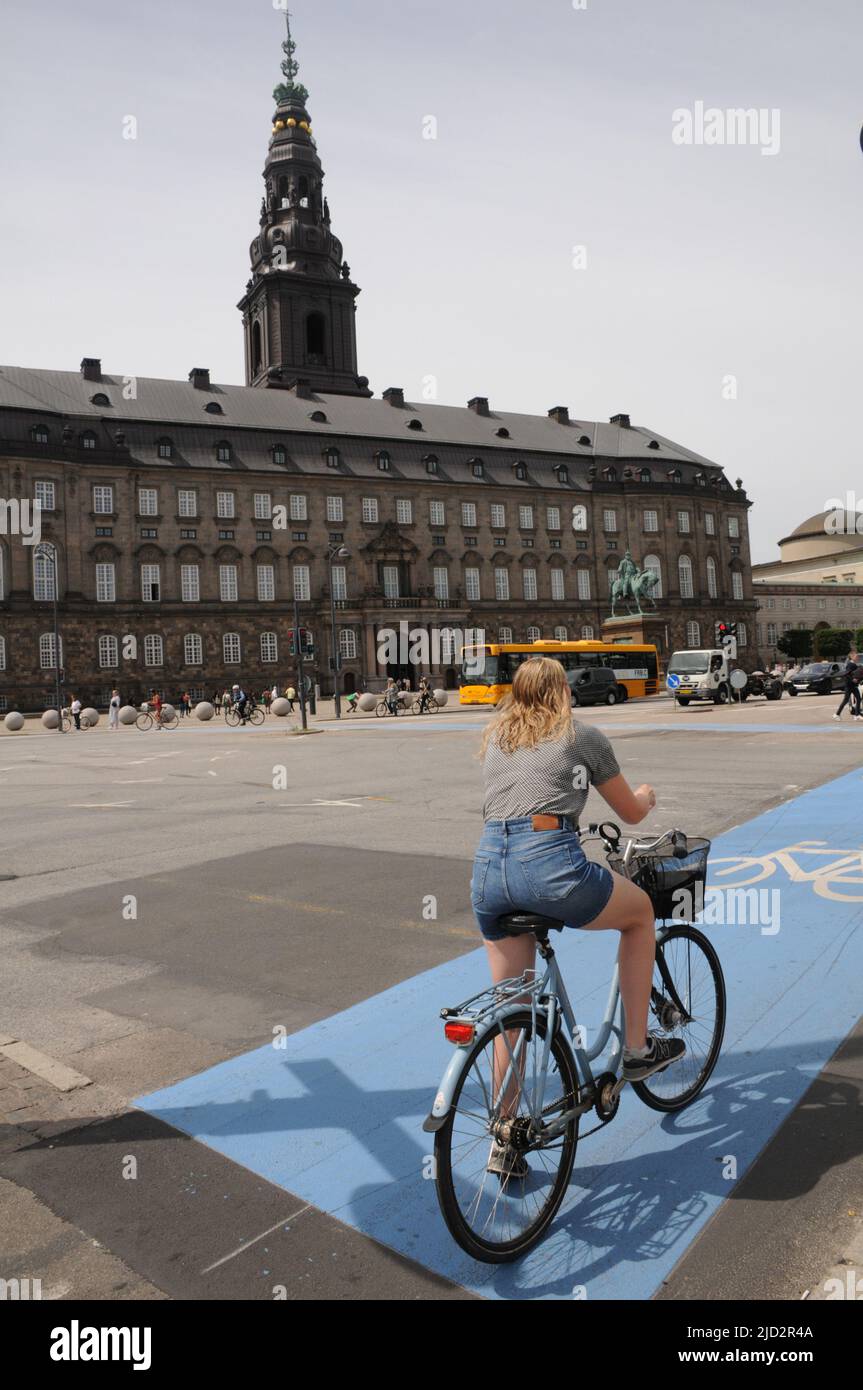 Copenhagen/Denmark/17 June 2022/  Males and females ride  bike on bike lanei in danish capital Copenhagen Denmark..(Photo..Francis Joseph Dean/Deanpictures) Stock Photo