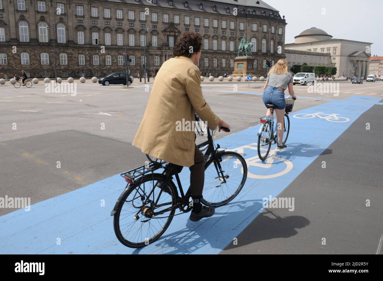 Copenhagen/Denmark/17June 2022/  Males and females ride  bike on bike lanei in danish capital Copenhagen Denmark..(Photo..Francis Joseph Dean/Deanpictures) Stock Photo