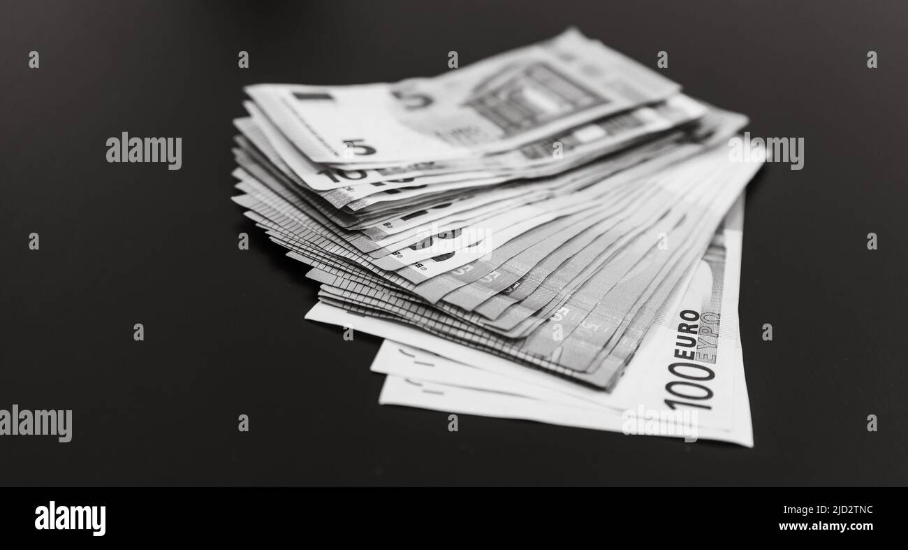 Money on the table, EURO on black table. Business concept Stock Photo ...