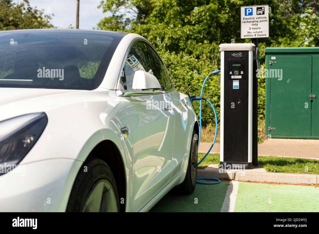 Woodbridge Suffolk UK May 18 2022: A Tesla Model 3 electric car ...