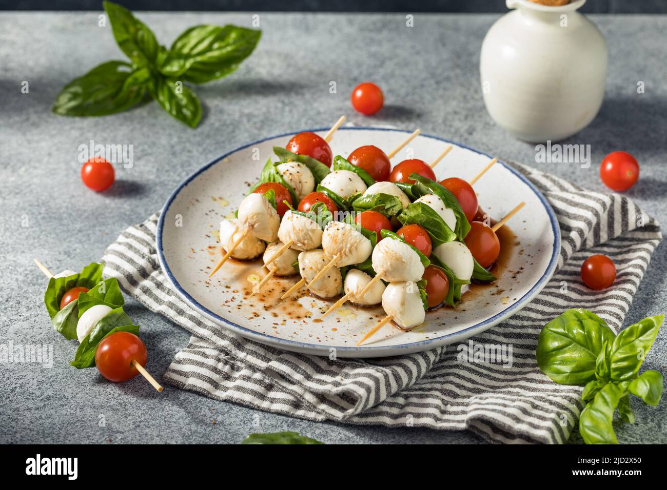 Homemade Fresh Caprese Skewer Appetizer with Tomato Basil and Mozzarella Stock Photo Alamy