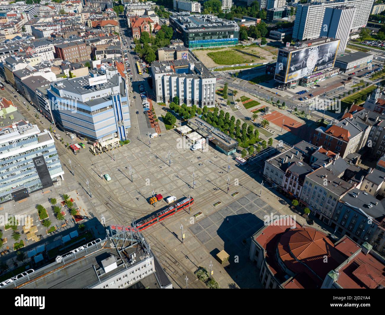 Aerial view of city center of Katowice, Upper Silesia. Poland. Stock Photo