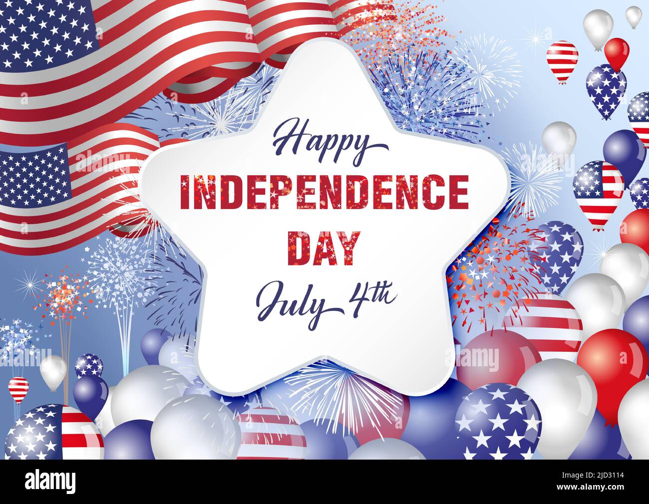 Happy Independence Day USA greeting card, network banner or ...