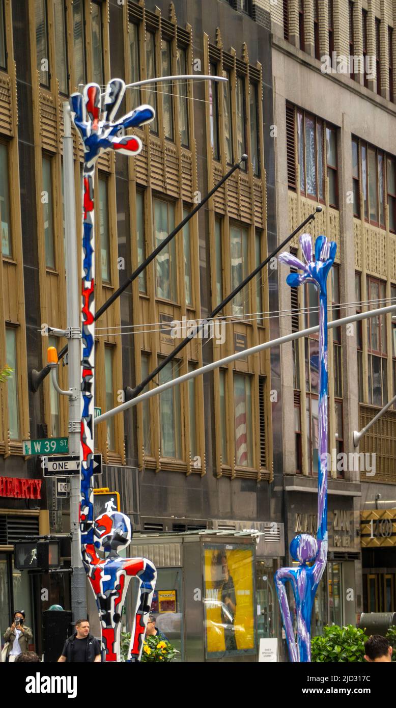Here sculptures by Santi Flores in the garment center of Manhattan NYC