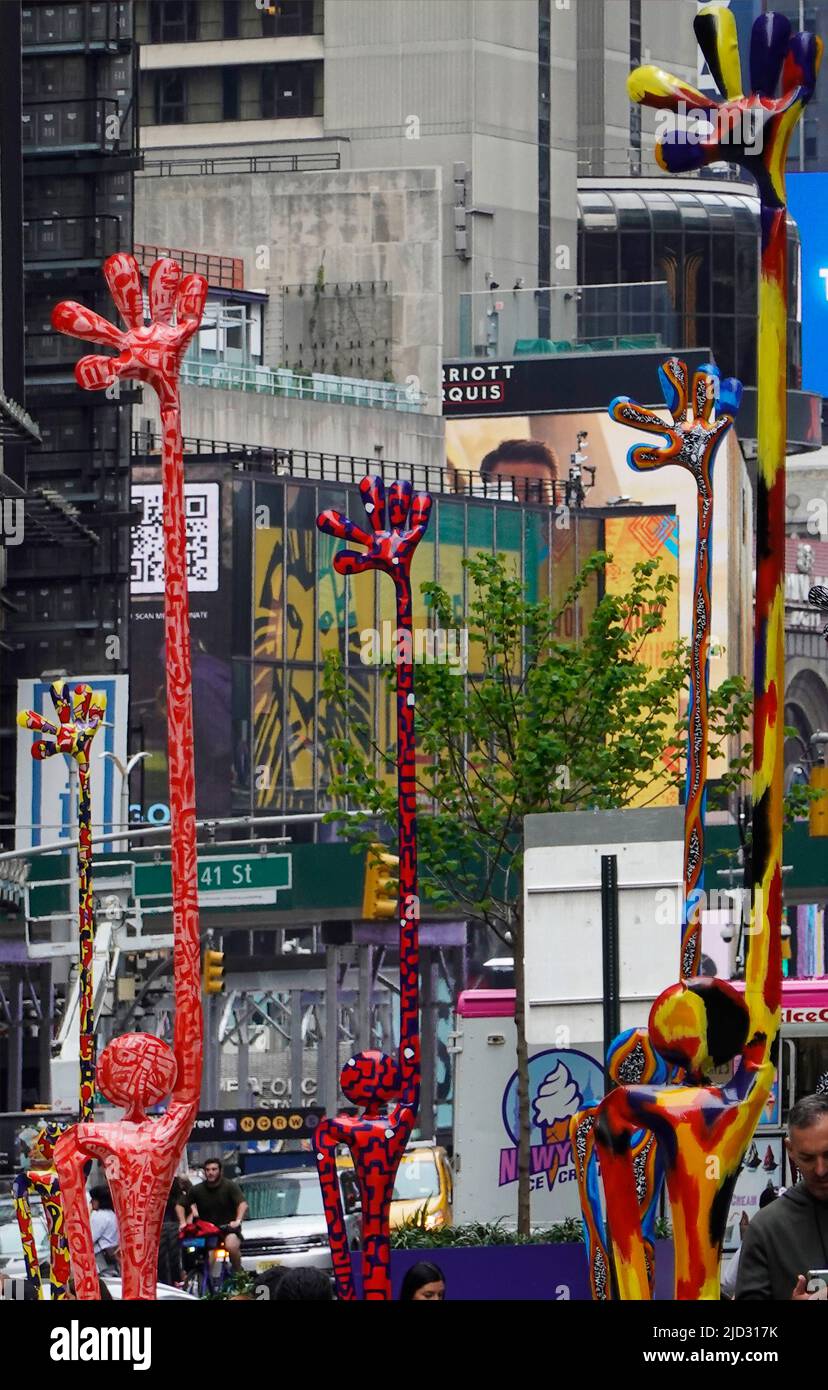 Here sculptures by Santi Flores in the garment center of Manhattan NYC