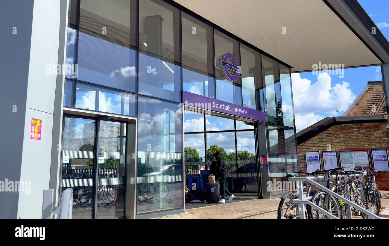 Southall Train station in London Ellizabeth Line LONDON, UK JUNE 9
