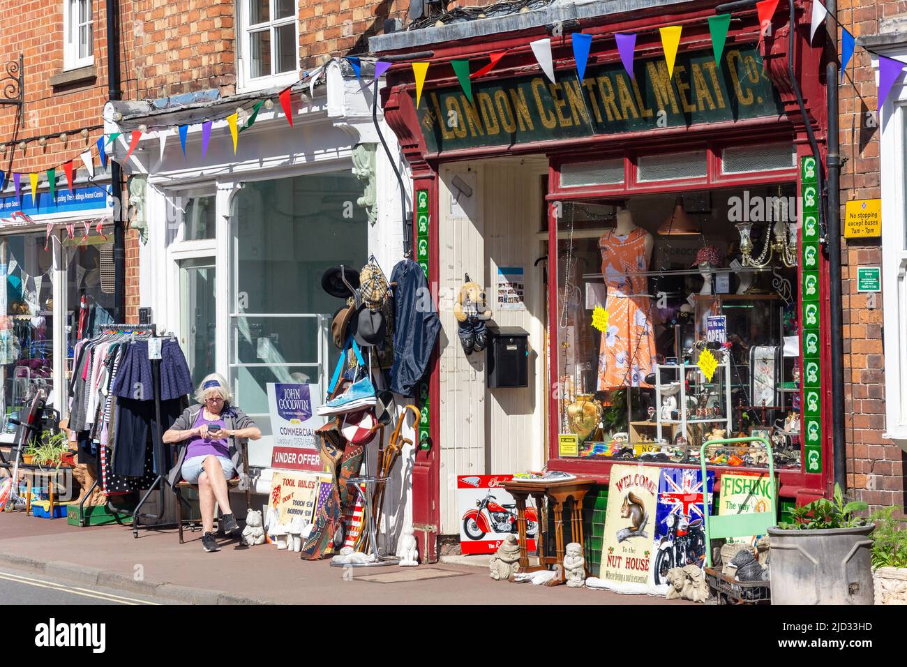 Bric a brac display outside charity shop, Old Street, UptonuponSevern