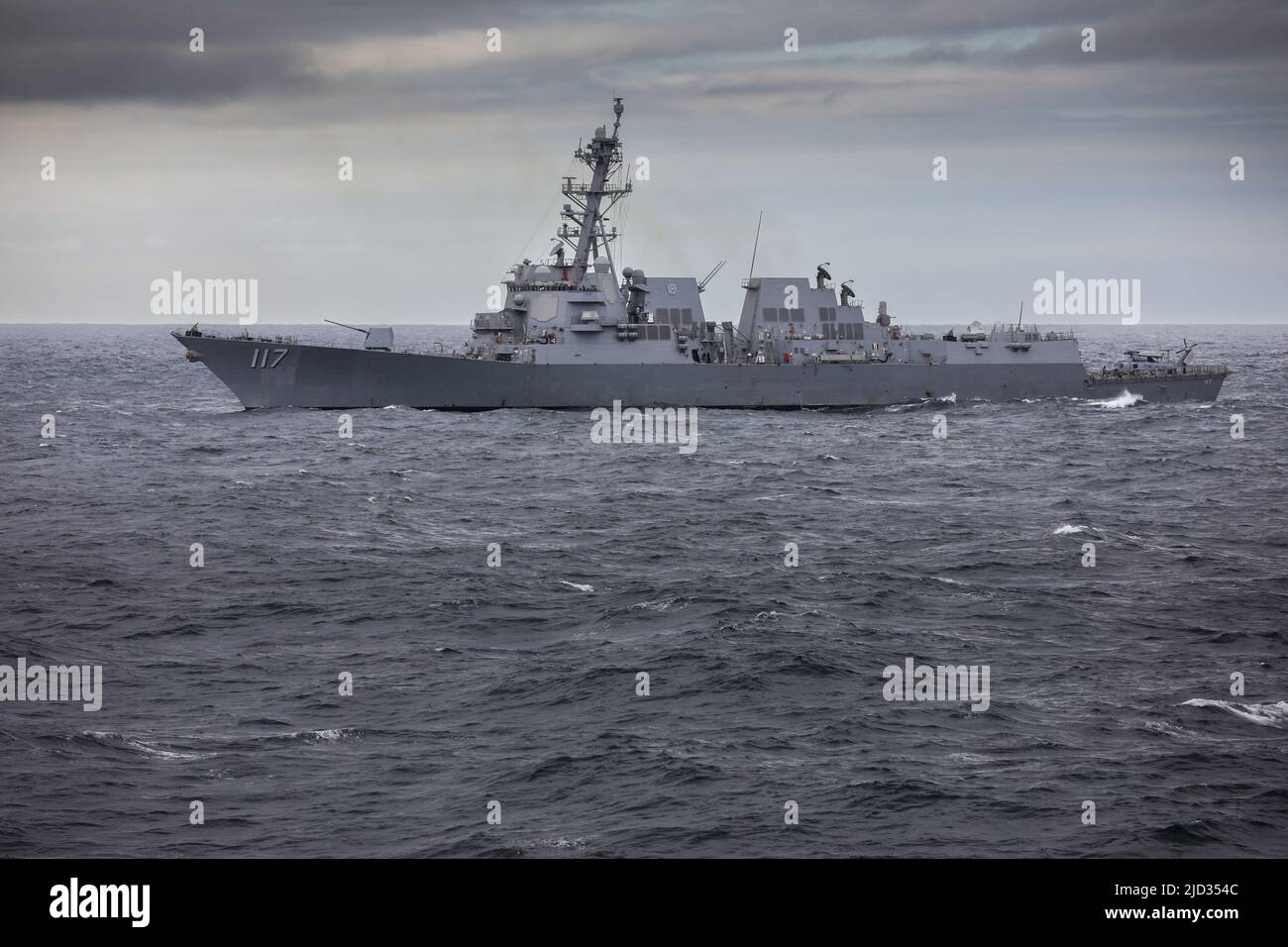 USS Paul Ignatius a US Navy Arleigh Burke-class destroyer in the North Atlantic. Stock Photo