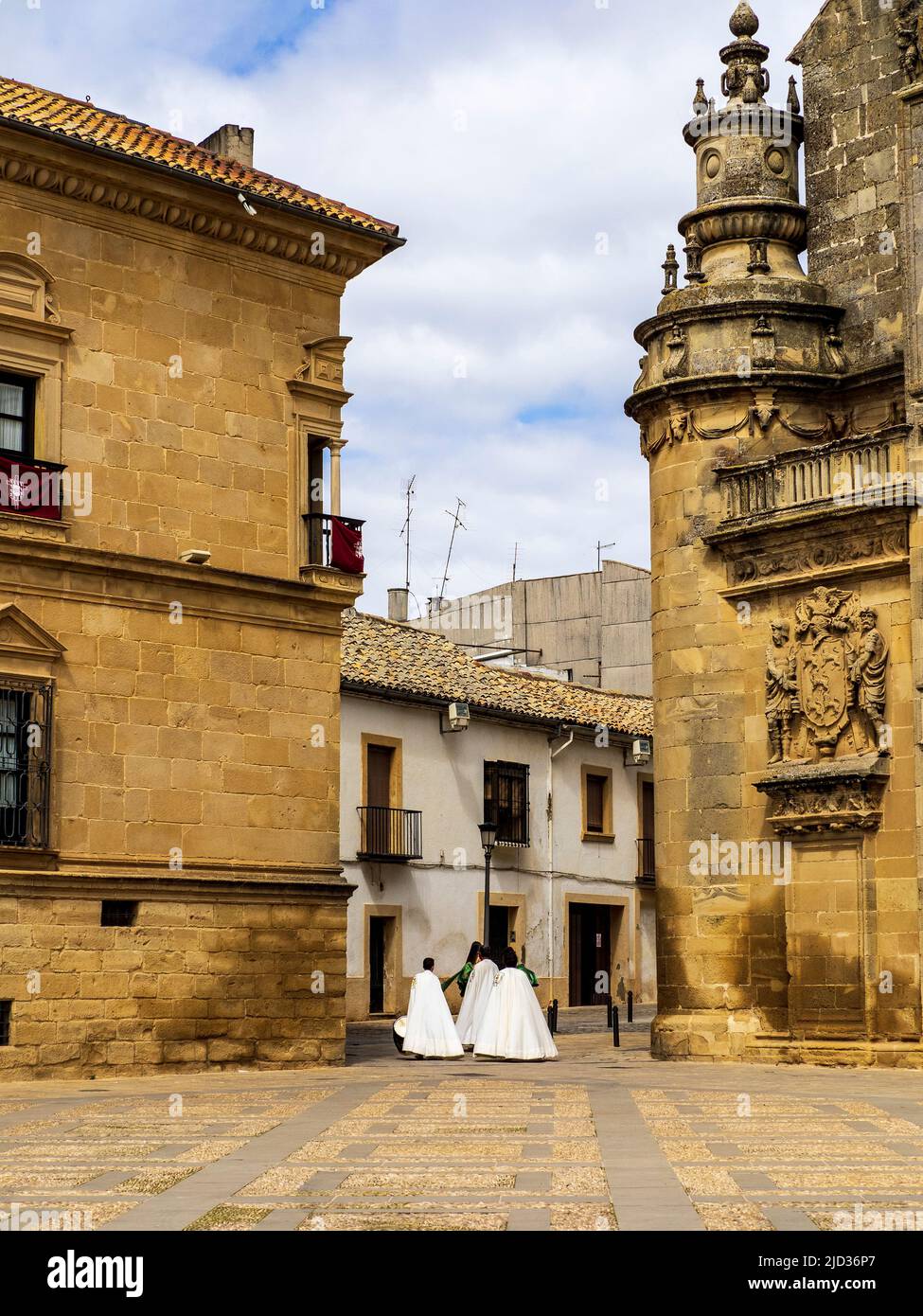 Ubeda square with church Stock Photo