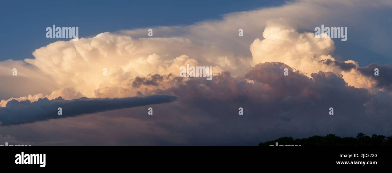 Panorama of a dramatic cloudscape after a storm in Minnesota Stock Photo