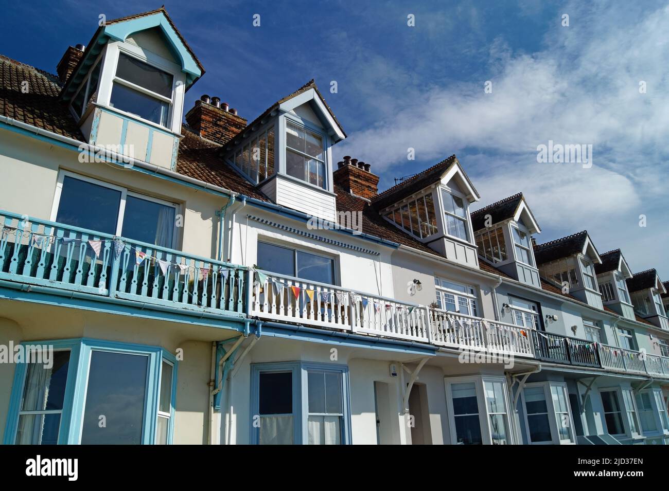 UK, Kent, Whitstable Seafront Houses Stock Photo