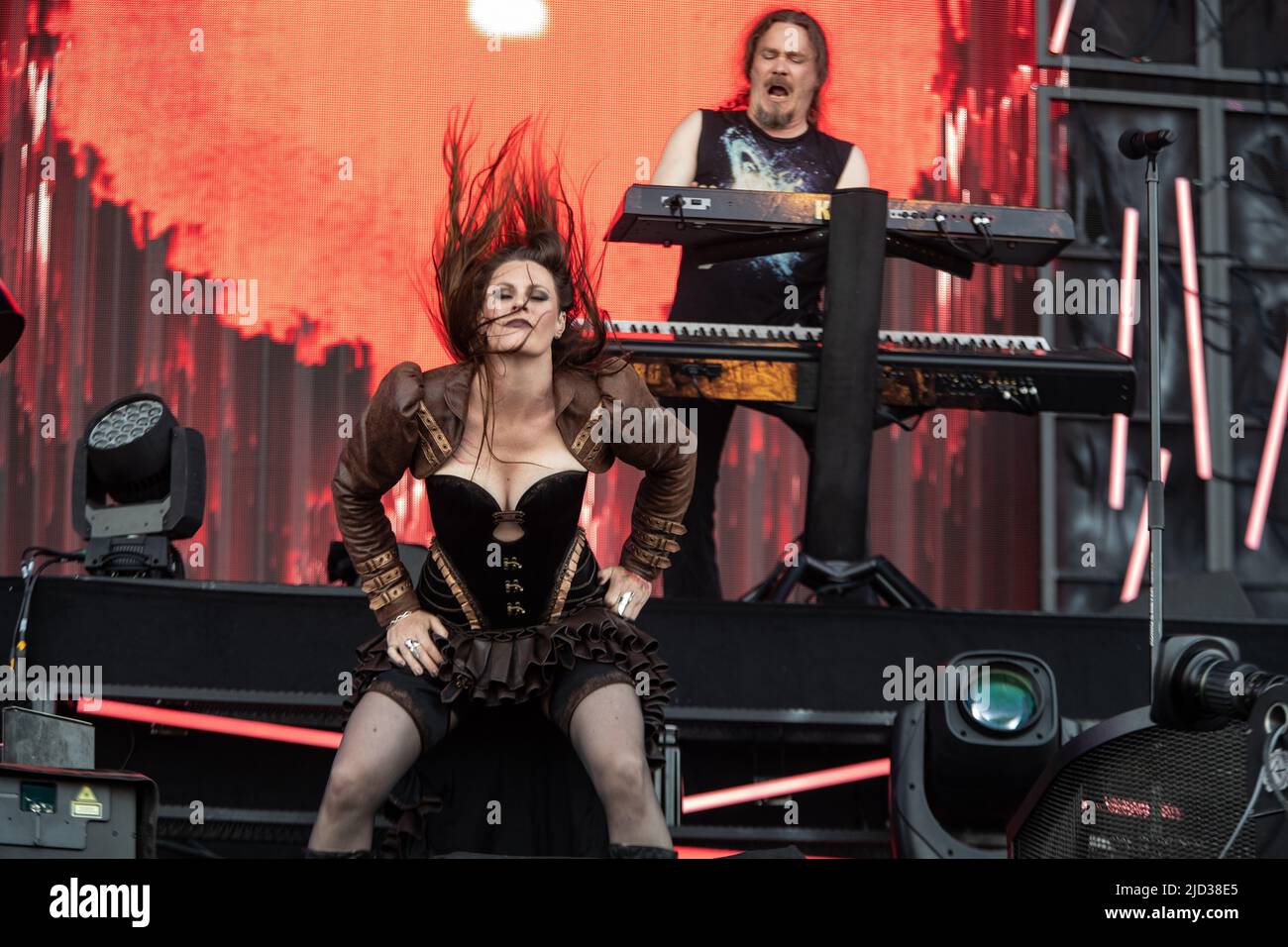 Landgraaf, Belgium. 17th June, 2022. 2022-06-17 17:37:39 LANDGRAAF - The Icelandic rock band Nightwish with lead singer Floor Jansen will perform during the first day of the Pinkpop music festival. ANP PAUL BERGEN netherlands out - belgium out Credit: ANP/Alamy Live News Stock Photo
