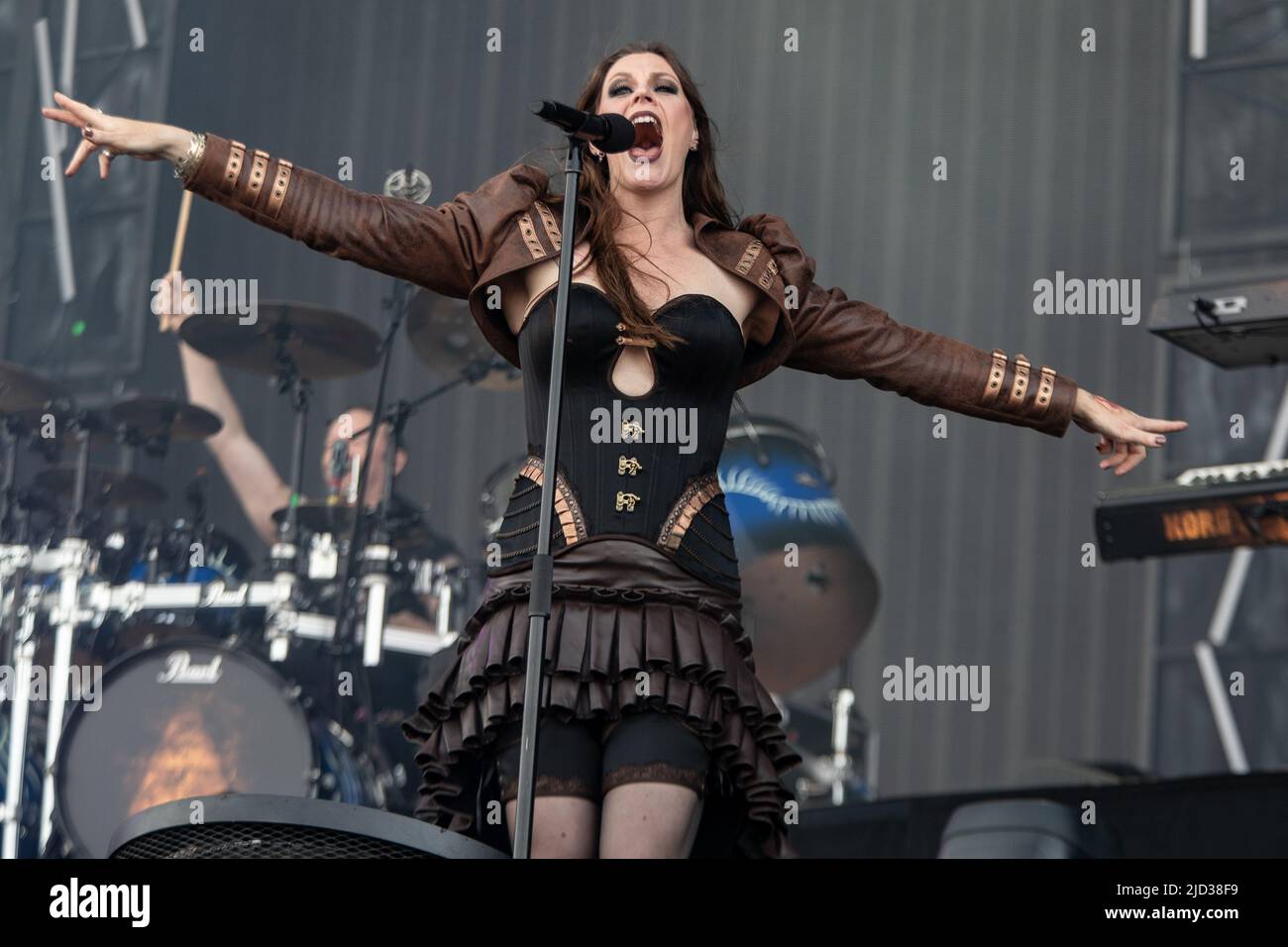 Landgraaf, Belgium. 17th June, 2022. 2022-06-17 17:34:54 LANDGRAAF - The Icelandic rock band Nightwish with lead singer Floor Jansen will perform during the first day of the Pinkpop music festival. ANP PAUL BERGEN netherlands out - belgium out Credit: ANP/Alamy Live News Stock Photo