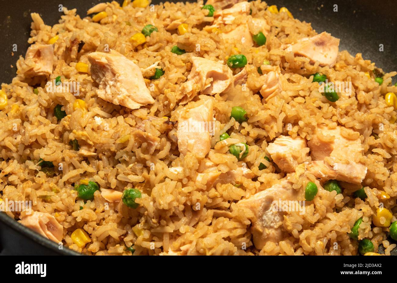 salmon flash fried rice Stock Photo Alamy
