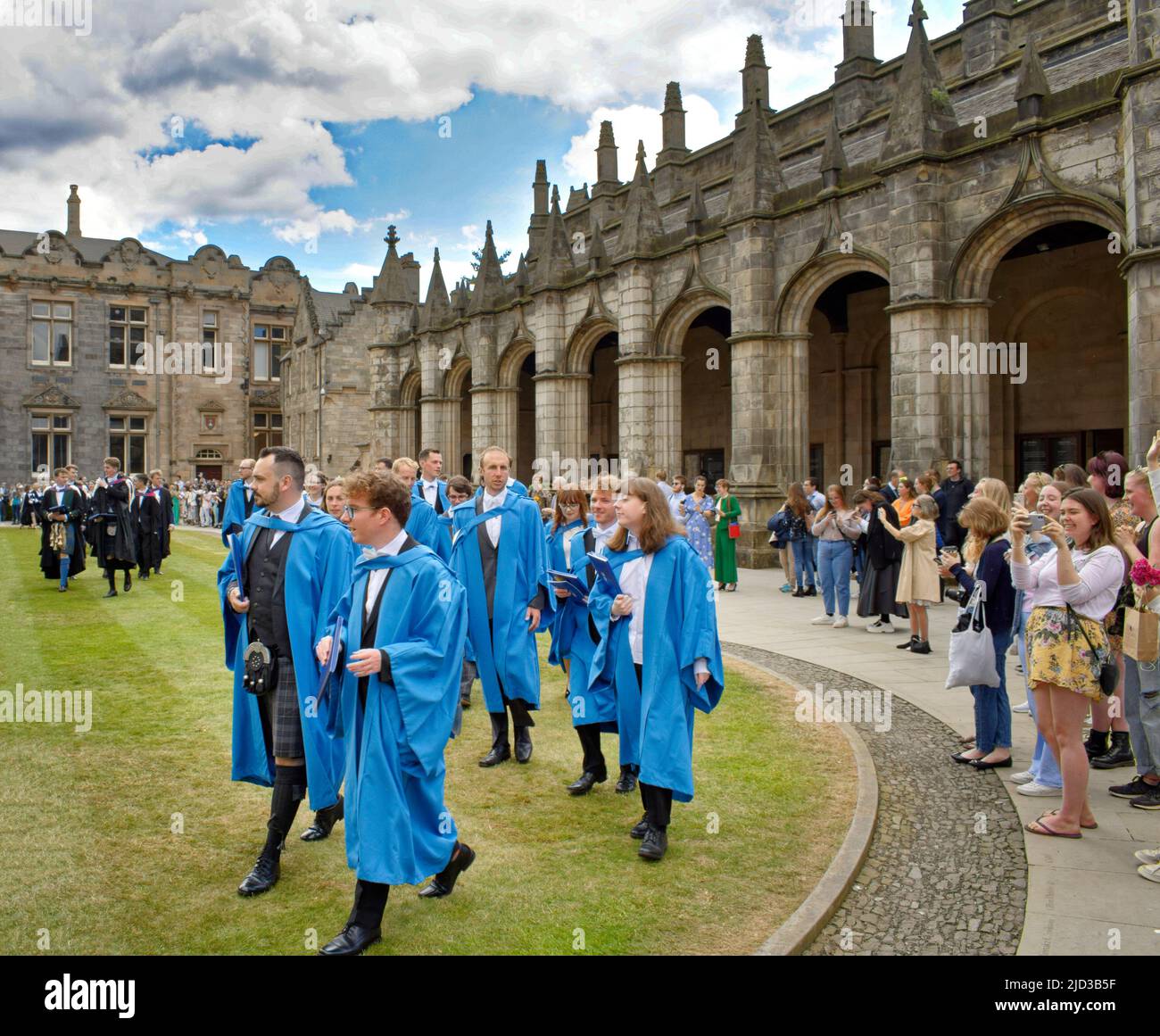 ST ANDREWS UNIVERSITY SCOTLAND ON GRADUATION DAY ST SALVATORS QUAD BLUE