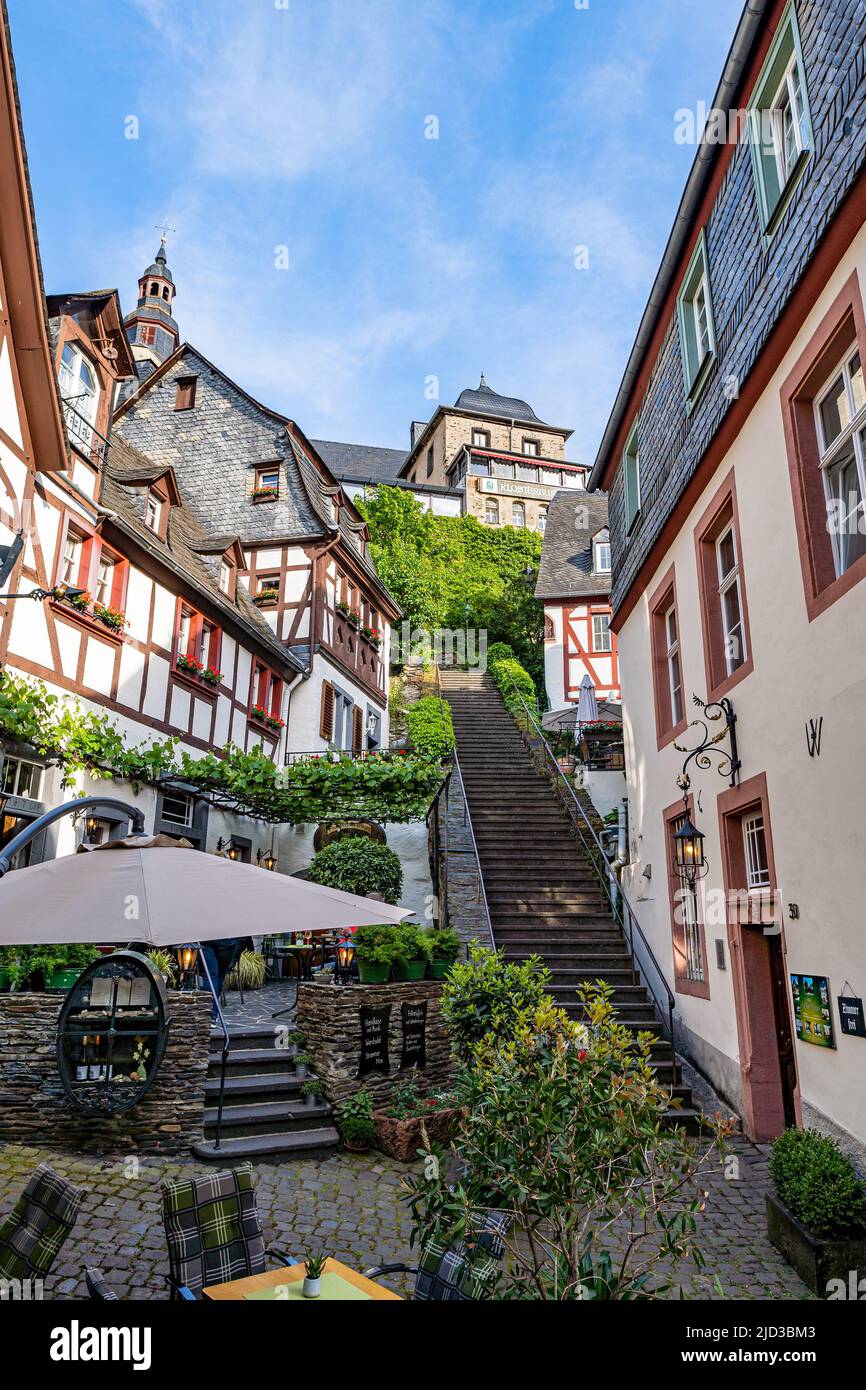 Beilstein, Rhineland-Palatinate, Germany - 21 May 2022: Narrow streets in the village Beilstein. Stock Photo