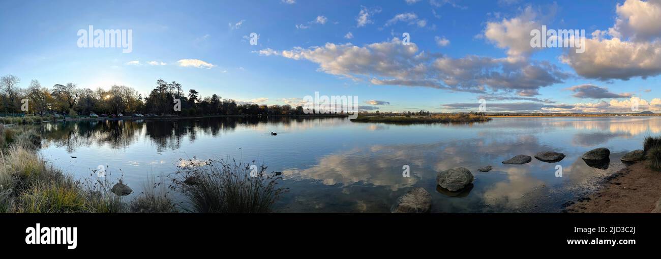 Panoramic view of Lake Wendouree, Ballarat in Australia. Stock Photo