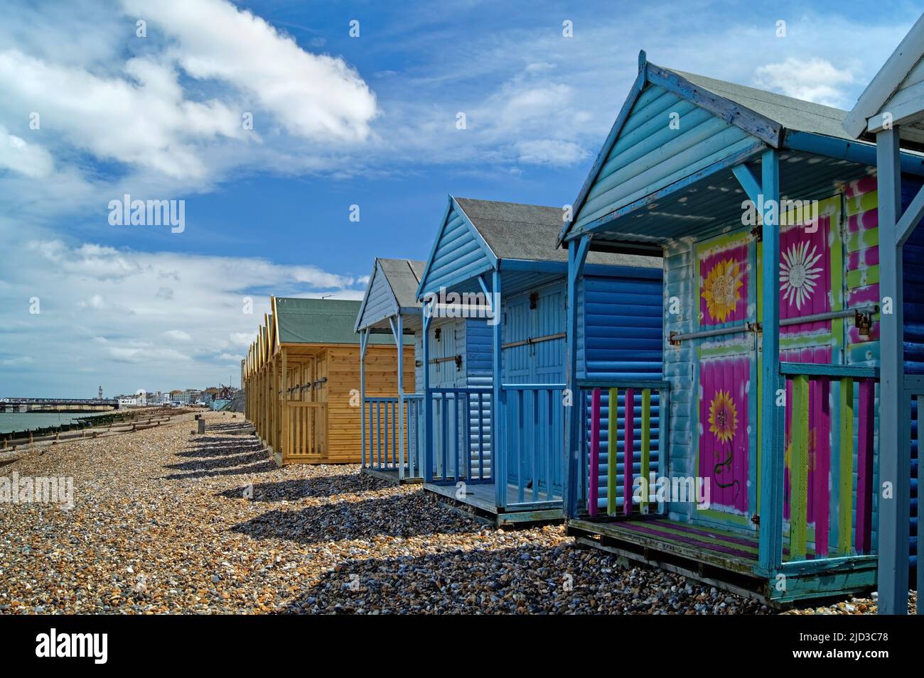 UK, Kent, Herne Bay Beach Huts Stock Photo