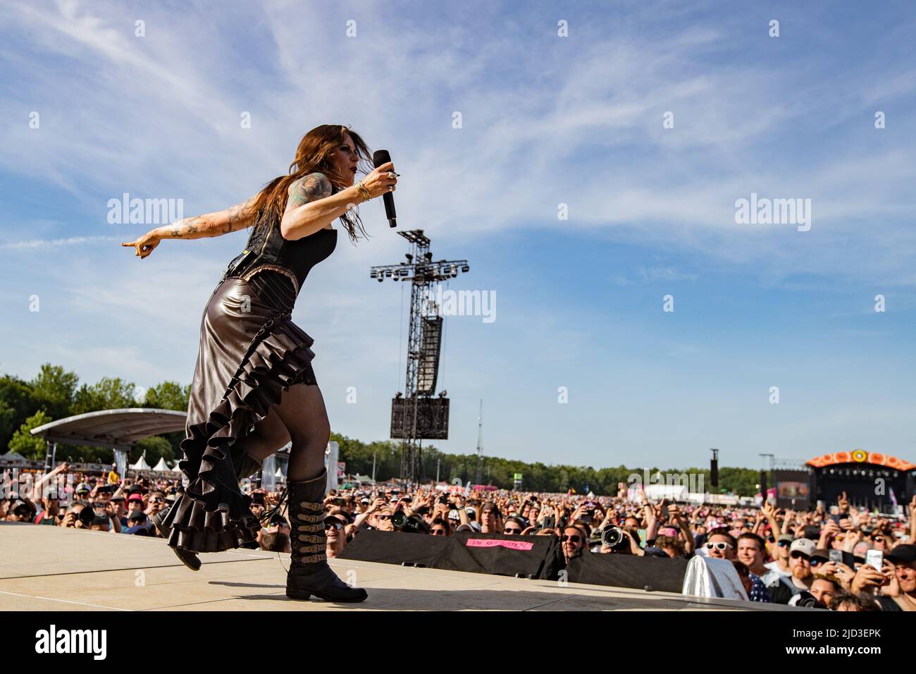 Landgraaf, Belgium. 17th June, 2022. 2022-06-17 17:46:20 LANDGRAAF - The Icelandic rock band Nightwish with lead singer Floor Jansen will perform during the first day of the Pinkpop music festival. ANP PAUL BERGEN netherlands out - belgium out Credit: ANP/Alamy Live News Stock Photo