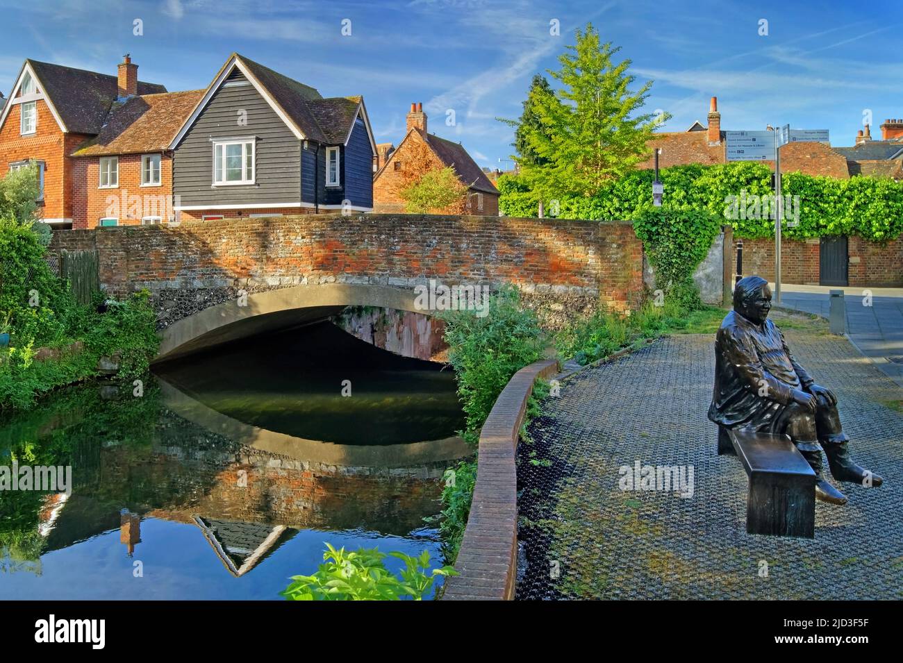UK, Kent, Canterbury, Great Stour River and Friars Bridge with the Dave