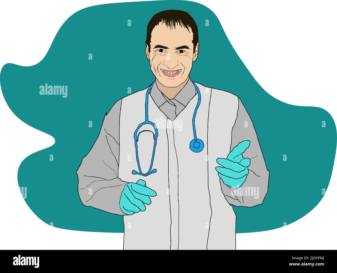 Vector medical icon doctor. Image Doctor with stethoscope. Illustration Medic doctor avatar in a flat style. Stock Vector