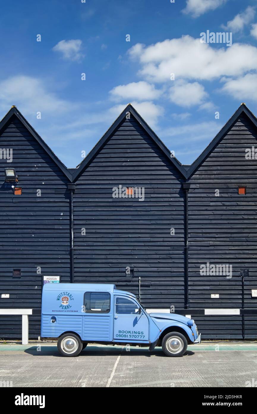 UK, Kent, Whitstable Harbour, Whitstable Pearl Van in front of