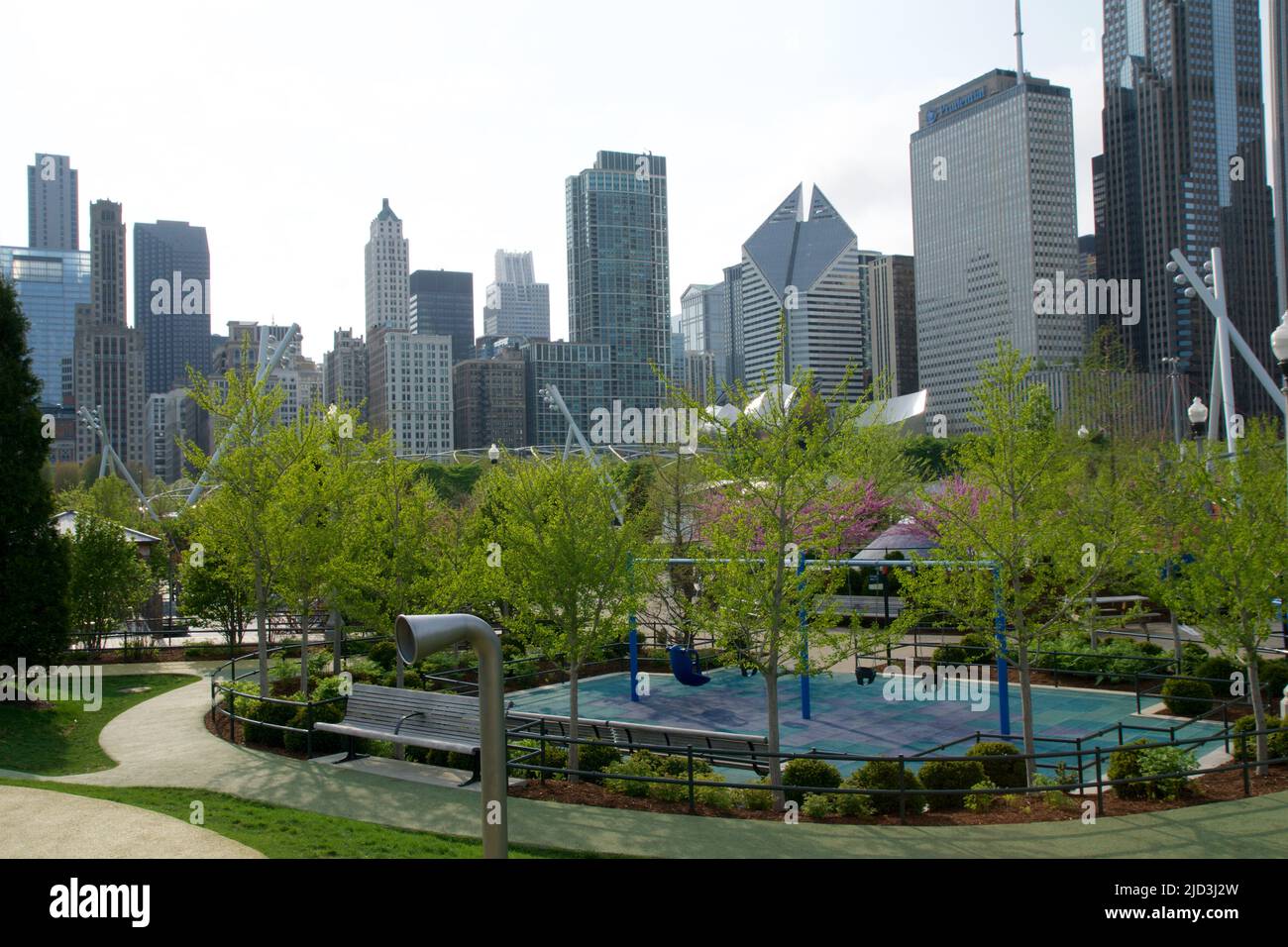 CHICAGO, ILLINOIS, UNITED STATES - 11 May 2018: Children's playground at Maggie Daley Park in downtown Chicago Stock Photo