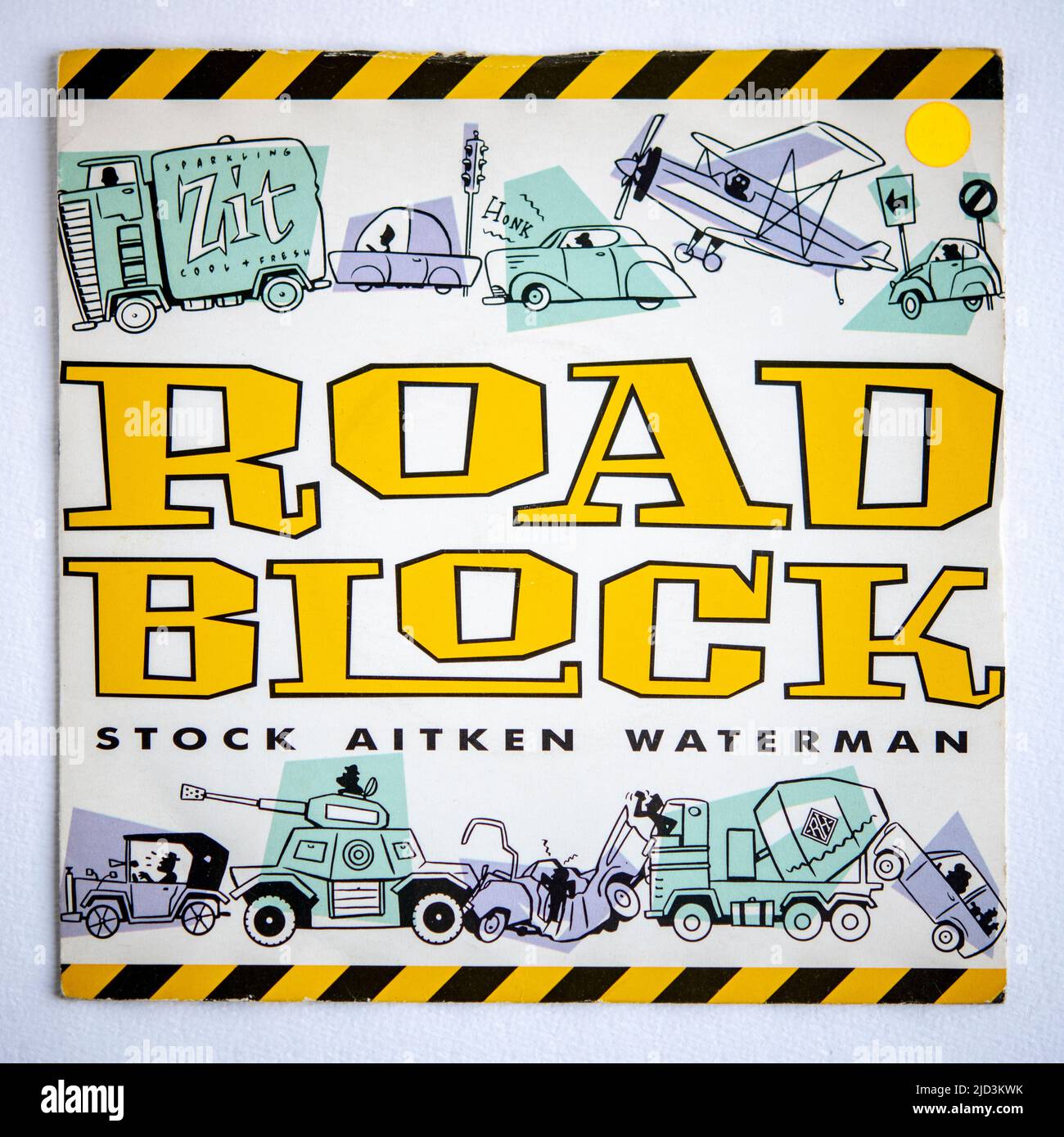 Picture cover of the seven inch single version of Roadblock by Stock Aitken Waterman, which was released in 1987 Stock Photo