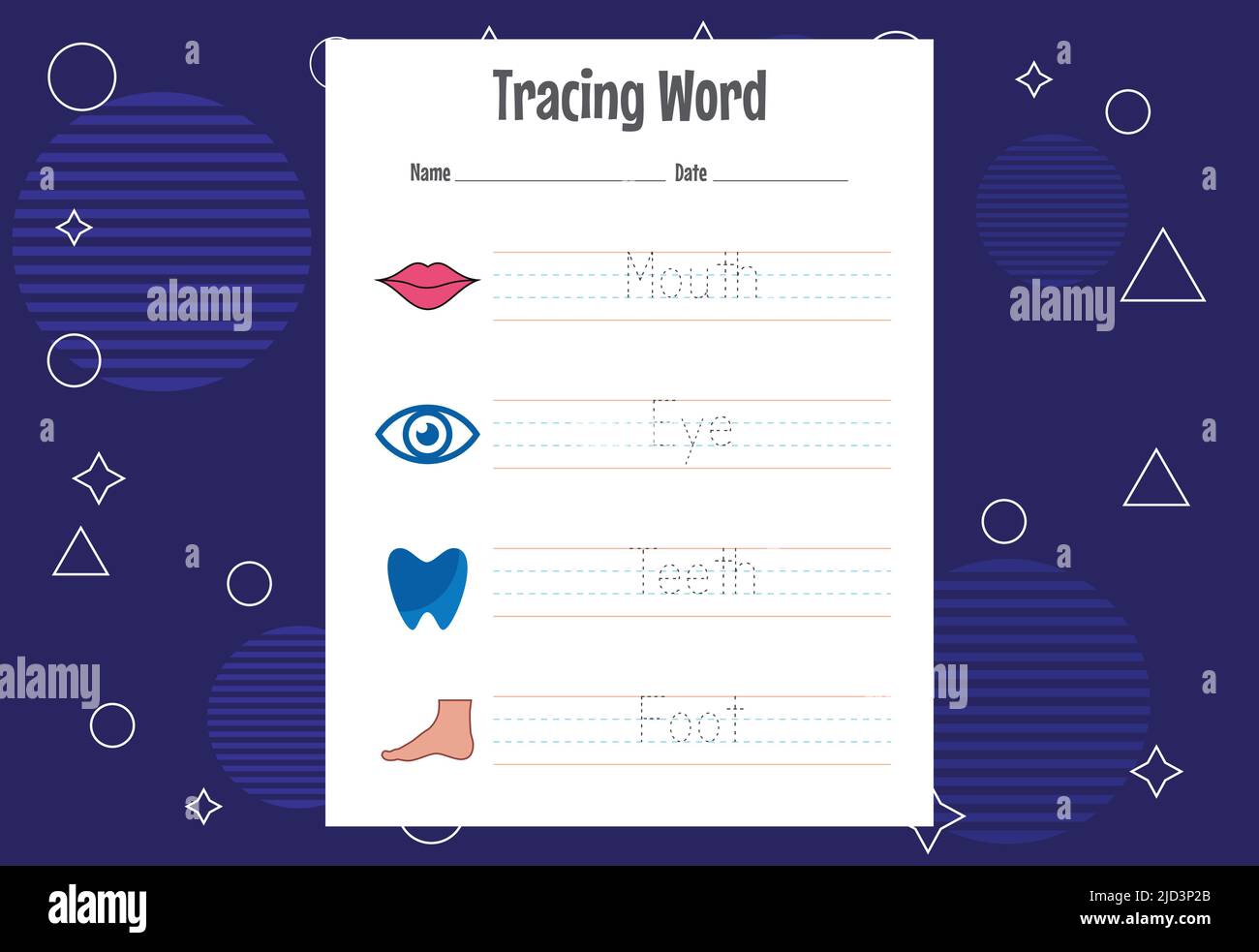 Word tracing worksheets for kids. Letters trace exercises for kids