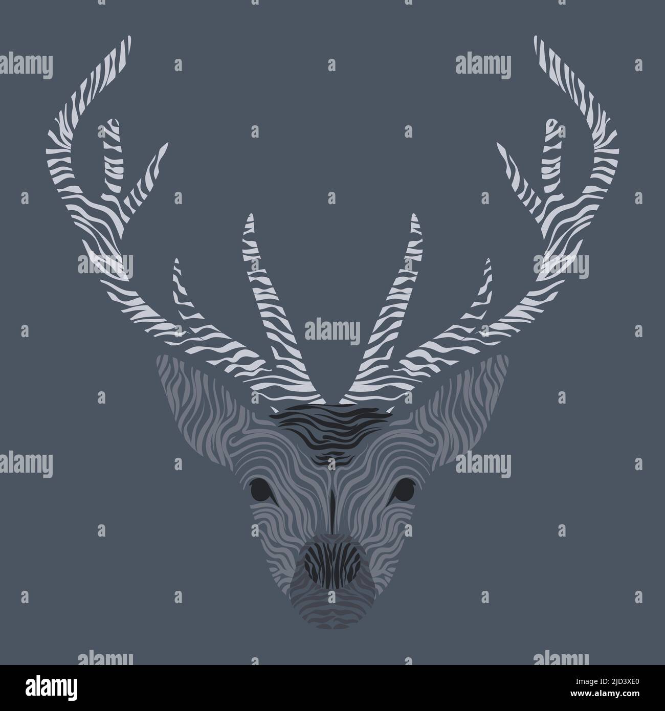 Logo with deer in modern style on grey background Stock Vector