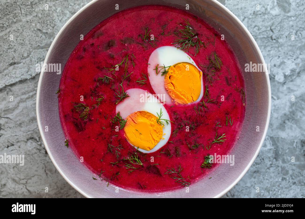 Botwinka, traditional polish soup made from young beetroots Stock Photo