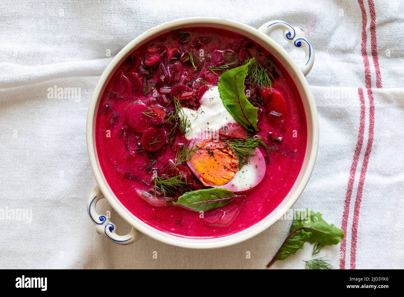 Botwinka, traditional polish soup made from young beetroots Stock Photo